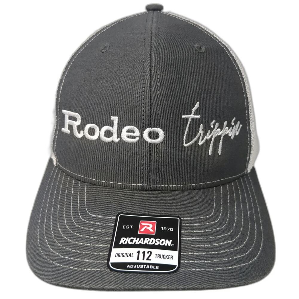 Richardson Trucker Hat Gray One Size Snapback Mesh Embroidered Rodeo Trippin